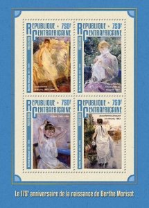 Central African Republic 2016 MNH Berthe Morisot 175th Birth 4v M/S Art Stamps