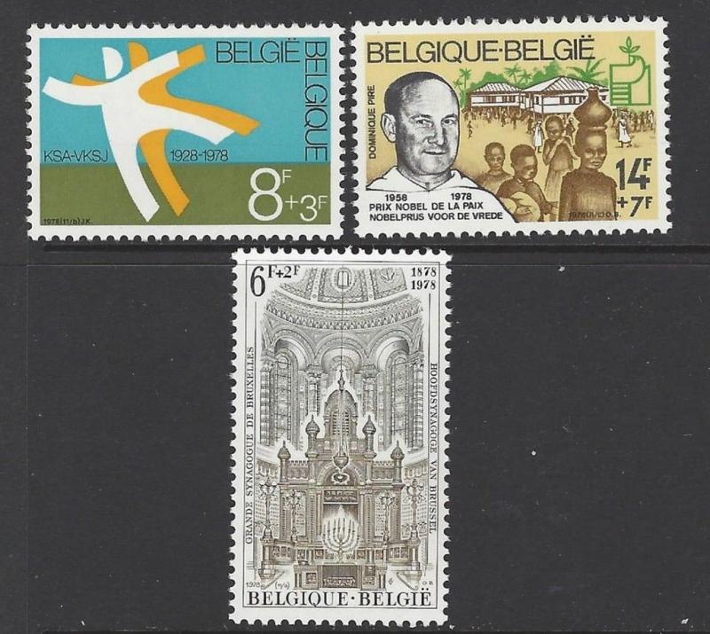 Belgium 1978 Synagogue Nobel Prize VF MNH (B973-5)