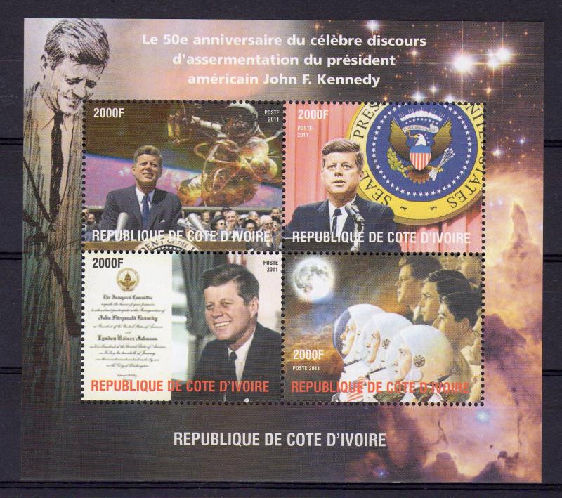 Ivory Coast 2011 John.F.Kennedy 50th.Years Peace Speech/Space/Astronauts SHLT.