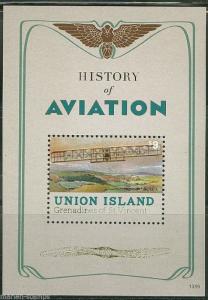 UNION ISLAND HISTORY OF AVIATION SOUVENIR SHEET  MINT NH