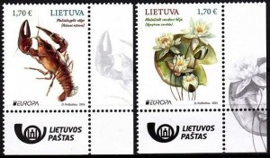 LITHUANIA 2024-03 EUROPA: Underwater Flora and Fauna. Post Logo CORNER, MNH