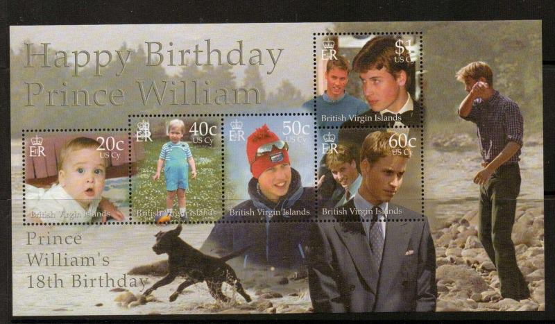 BRITISH VIRGIN ISLANDS SGMS1046 2000 PRINCE WILLIAM'S 18th BIRTHDAY MNH