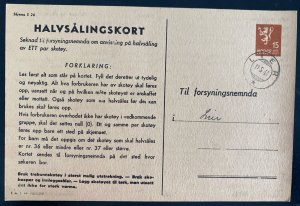 1944 Lier Norway Postal Stationery Parcel Receipt Card cover Domestic