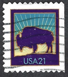 United States #3484 21¢ Bison (2001). SA booklet single. Perf. 11 1/4. Used.