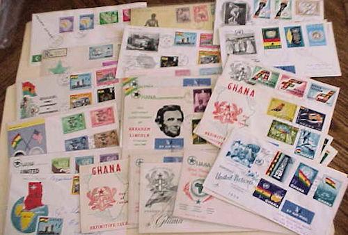 GHANA 28 DIFF. FDC 1957-1960 CACHET ADDRESSED