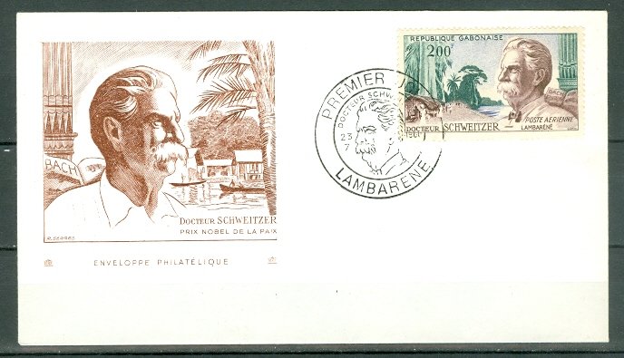 GABON 1960 SCHWEITZER  #C1 on NICE FDC