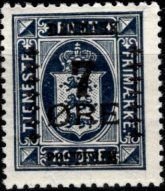 Denmark 1920 MH* - 7o on 20o Surcharge on Official Stamp of 1920 - Scott # 191