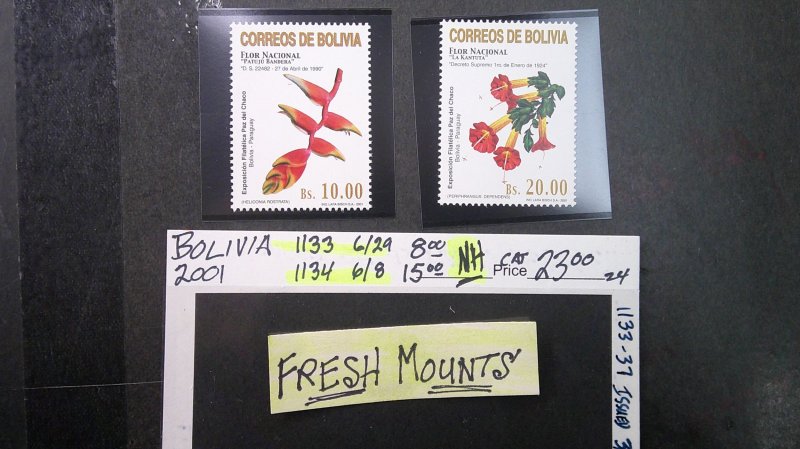 Bolivia 2001 Flowers High Values Scott# 1133-1134 MNH complete as issued