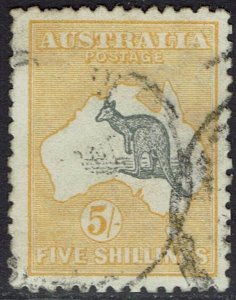 AUSTRALIA 1915 KANGAROO 5/- 2ND WMK USED