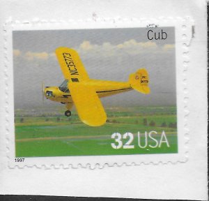 US #3142c used on piece. Piper Cub.