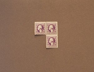 529, Washington, Block of 3, Mint OGNH, CV $35.00