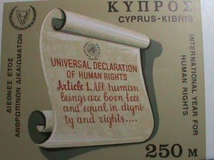 ​CYPRUS-1968 SC# 313 INTERNATIONAL YEAR OF THE HUMAN RIGHT IMPERF:-MNH-S/S VF