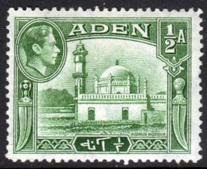 Aden KGVI 1939 0.5a Yellowish Green SG16 Mint Hinged
