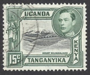 Kenya, Uganda, Tanzania Sc# 73 Used 1952 15c King George VI Scenes 