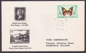 NORFOLK IS 1980 cover - commem pmk Last Day of local 1c postage.............X178