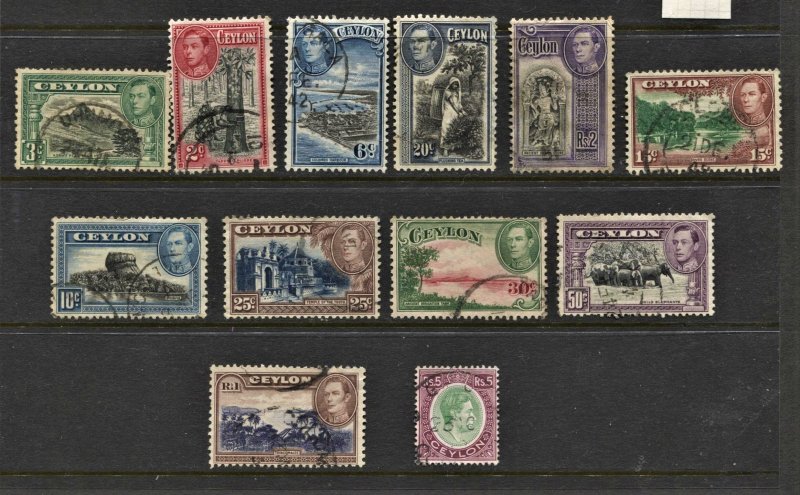 STAMP STATION PERTH Ceylon #278-289 KGVI Definitive Set FU- CV$38.00