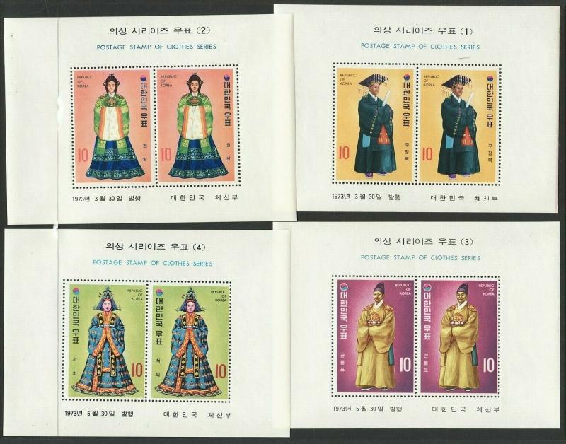 1973 Korea Korean Costumes ten mini sheets complete set MNH Sc# 859a / 868a