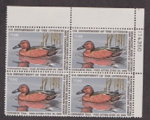 RW52 MNH Cinnamon Teal Duck Stamp Plate Block