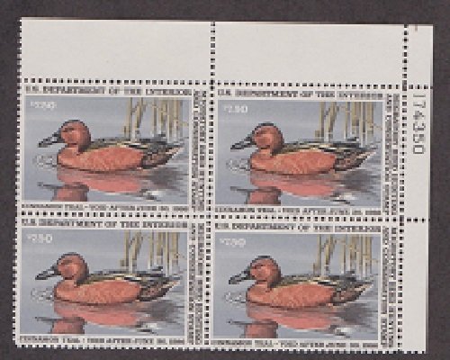 RW52 MNH Cinnamon Teal Duck Stamp Plate Block