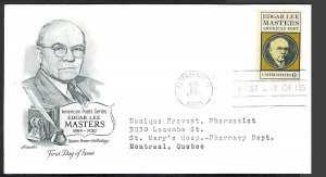 U.S.A. SC#1405 EDGAR LEE MASTERS - Artmaster (1970) FDC