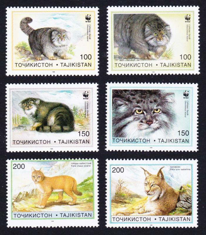Tajikistan WWF Pallas's Cat 6v SG#90-95 SC#92-97 MI#94-99 CV£10+