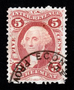U.S. REVENUE STAMP 1ST ISSUE SCOTT #R23C AGREEMENT 5¢ HANDSTAMP CANCEL
