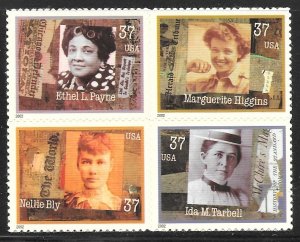 USA 3665-3668: 37c Bly, Tarbell, Payne, Higgins, MSA, VF