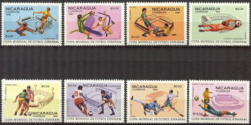 Nicaragua 1981 Football Soccer  World Cup Spain 1982 Set of 8 MNH **