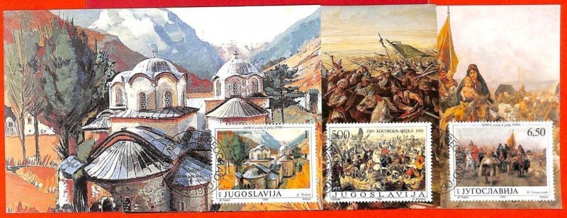aa3376 - YUGOSLAVIA - POSTAL HISTORY - set of 3 MAXIMUM CARD 1990 Architecture