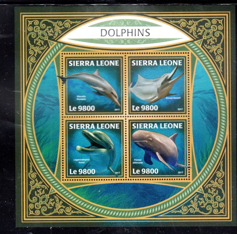 SIERRA LEONE #4589 2017 DOLPHINS MINT VF NH O.G M/S4