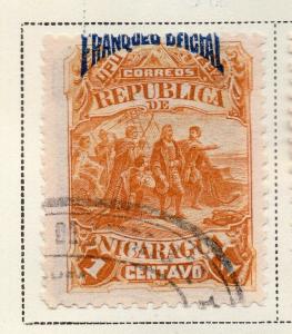 Nicaragua 1892 Early Issue Fine Used 1c. Official Optd 323706