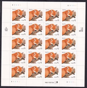1998 Red Fox Sc 3036 MNH mint sheet of 20, perf 11.5 x 11.25, plate no. B1111