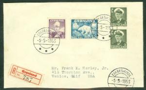 GREENLAND 1953, Multi franked incl scarcer 40ore polar bear tied Egedesminde