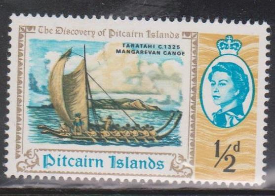 PITCAIRN ISLANDS Scott # 67 MH - QEII & Canoe