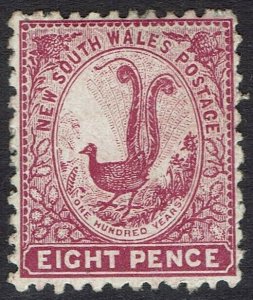 NEW SOUTH WALES 1905 LYRE BIRD 8D WMK CROWN/A