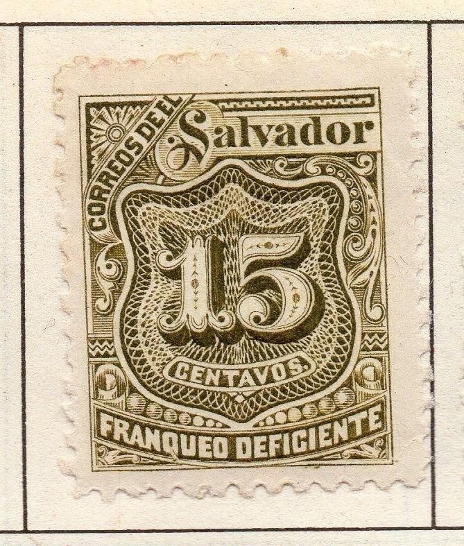 El Salvador 1895 Postage due  Issue Fine Mint Hinged 15c. 141192