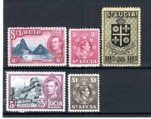 St Lucia 1938-48 values 2s to SG 136-41 MH