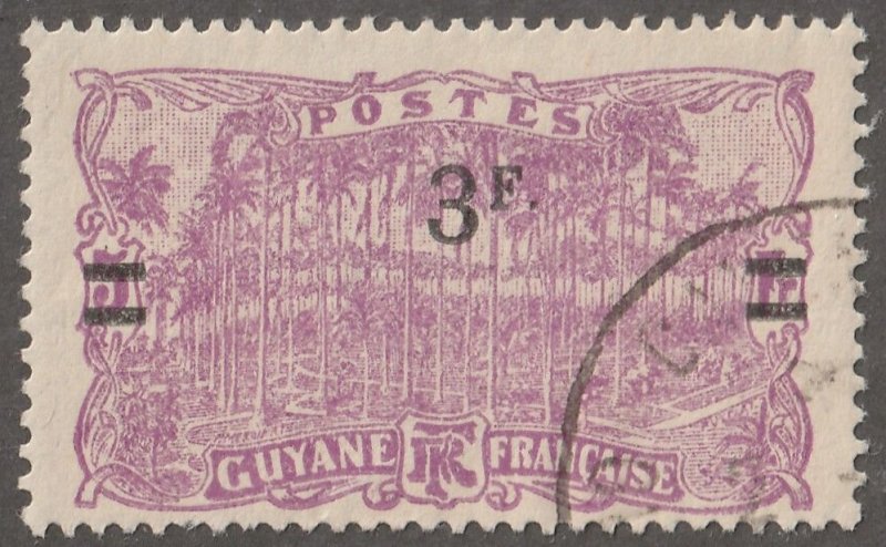 French Guiana, stamp,  Scott#108,  mint, hinged,  5f,  violet,  3f, black