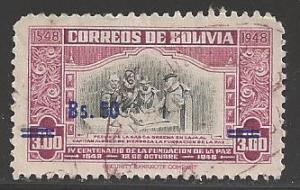 Bolivia 1957 50b on 3b overprint, Scott #393, used