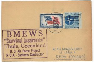United States 1966 Card Cancellation Arctic Greenland Thule BMEWS Survival Insur