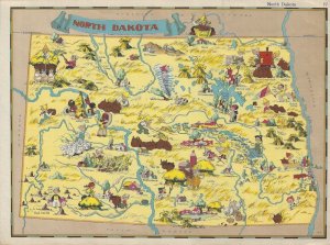 1938 - Cartoon Map of North Dakota - Ephemera 1199