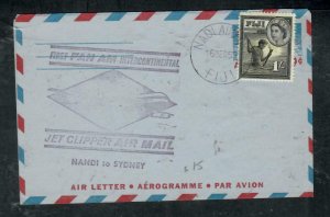 FIJI ISLANDS COVER (P0303B) 1959 QEII 1/- ON AROGRAM PAA FIRST FLIGHT TO AUSTRAL 