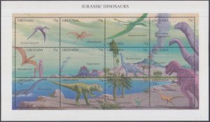 GRENADA Sc #2312a-l MNH COMPOSITE S/S of 12 DIFF - DINOSAURS