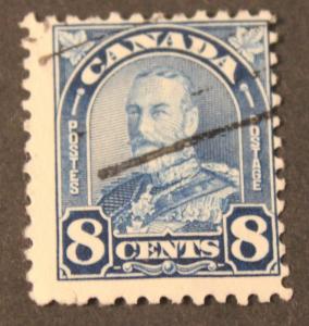 CANADA USED 8 CENT DARK BLUE KING GEORGE V ARCH/LEAF ISSUE STAMP SCOTT # 171