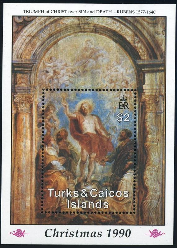 Turks & Caicos 876,MNH.Michel 963 Bl.95. Triumph of Christ over Sin,Rubens,1990