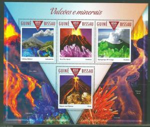 GUINEA BISSAU 2015  VOLCANOES AND MINERALS SHEET MINT NH