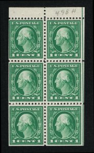 GENUINE SCOTT #498e F-VF MINT OG NH 1917 FLAT PLATE PRINTING BOOKLET PANE #10143