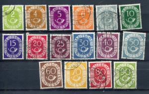 Germany 1951 Mi 123-138 Used Numerical&Post Horn Cv 50 euro 3695