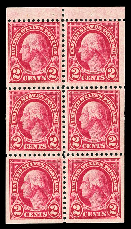 Scott 634d 1926 2c Washington Booklet Pane Mint NH Cat $2.50