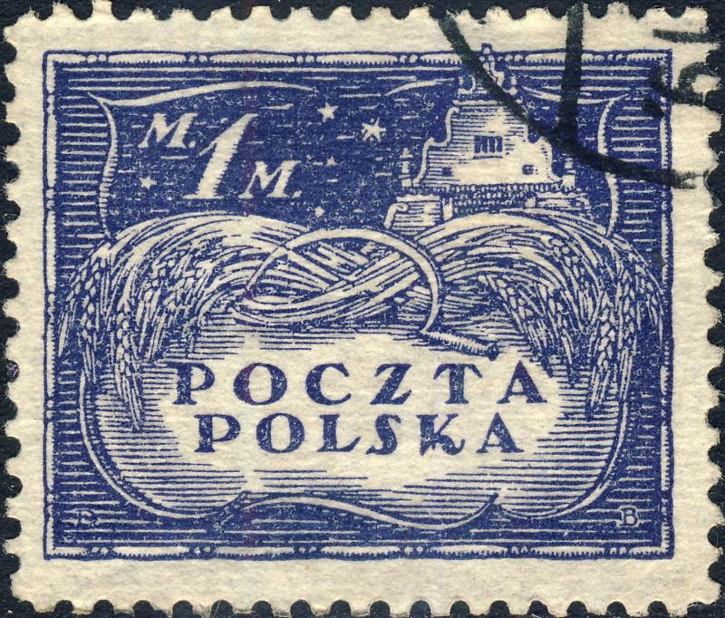 POLOGNE / POLAND - 1919 - Mi.109y p.11-1/2 1M Violet-Blue - Used